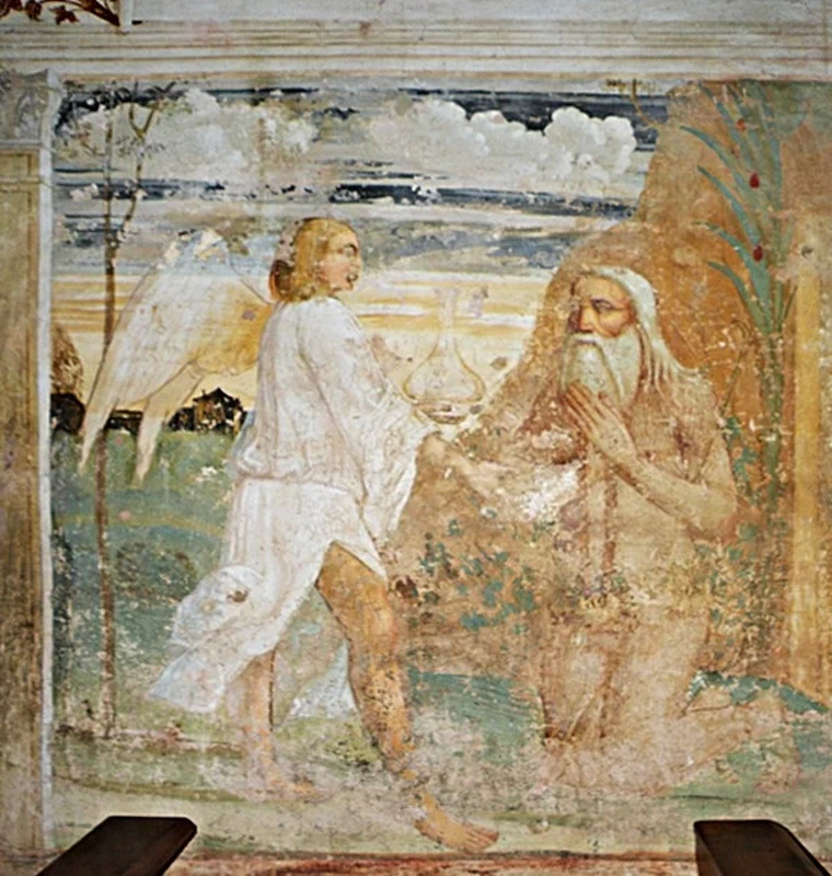 Il Romanino-180-Sant'Onofrio di Bovezzo (Bs), Scena della serie sulla vocazione eremitica del Santo-4